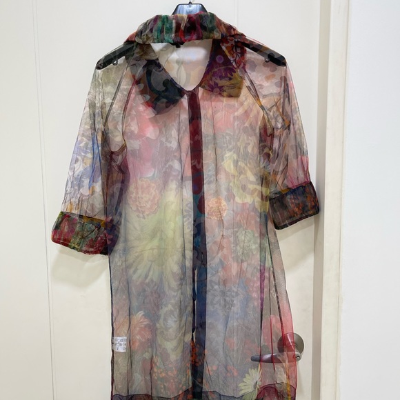 NWOT Dolce Gabbana Style Sheer Blouse Long Shirt Dress Sz 11 L. - Picture 2 of 5